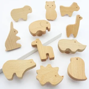 Wooden Kitchen Cabinet Handles Dresser Knobs Drawer Closet Door Pulls with Screws Furniture Handles Home Decoration Hardware