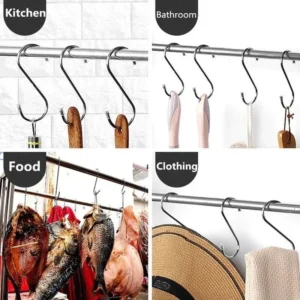 1pc Stainless Steel S-Shape Hooks Kitchen Hanging Metal Storage Hook Multi-Function Clothes Bags Hanging Hook Home Accessories