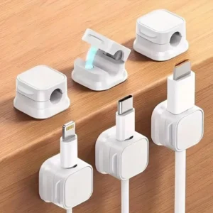 3 PCS Cable Straps Cord Organizer for USB Cables, Home Appliances, Earphones | Reusable Cable Management Solution | Ideal for Home, Office, Kitchen, and School white